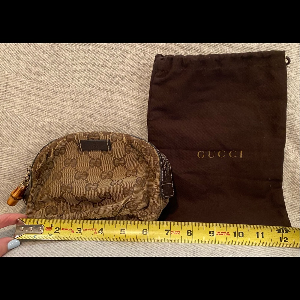 Authentic GUCCI Bamboo, canvas and Leather Clutch